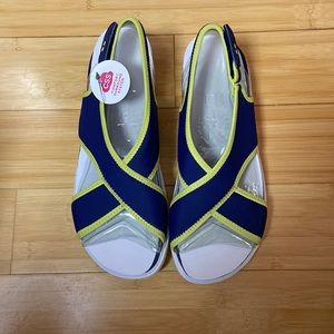 Ryka Womens Leisure Slingback Sandals Blue Adjustable Hook Loop Criss Cross